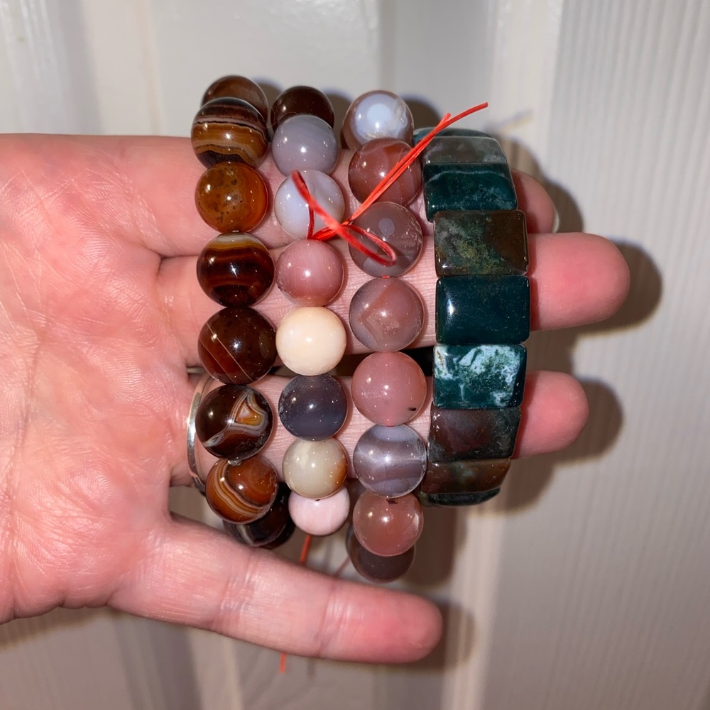 Elegant Multicolor Various Agate Beaded Bracelet Set
